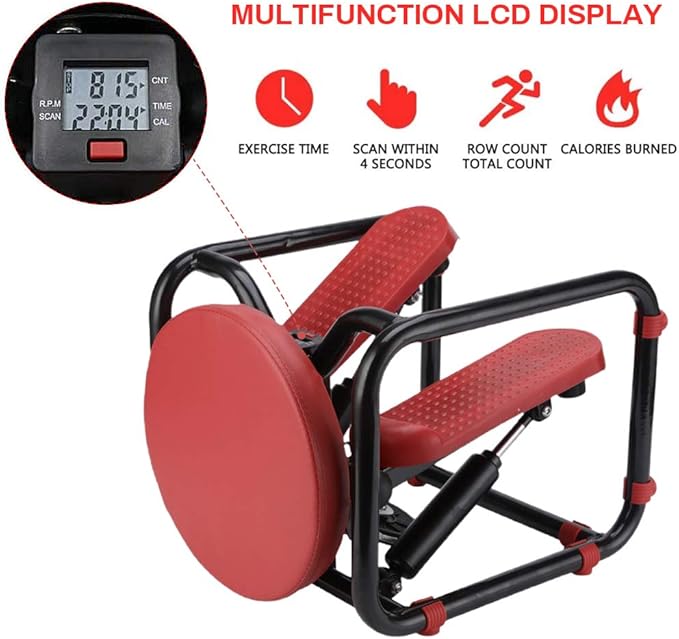 Compact Fitness Stair Stepper with LCD Monitor & Swivel Seat - DXGEARS