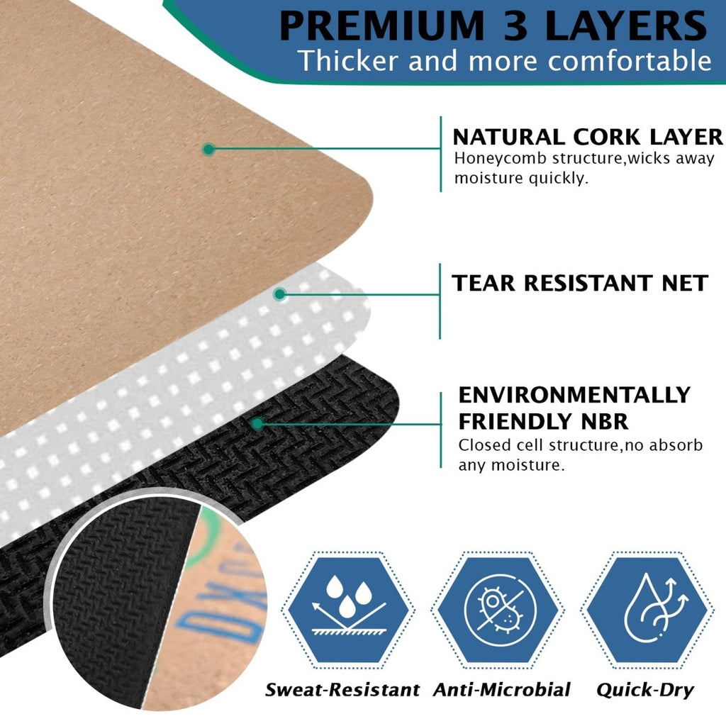 DXGEARS Non Slip Cork Yoga Mat - DXGEARS