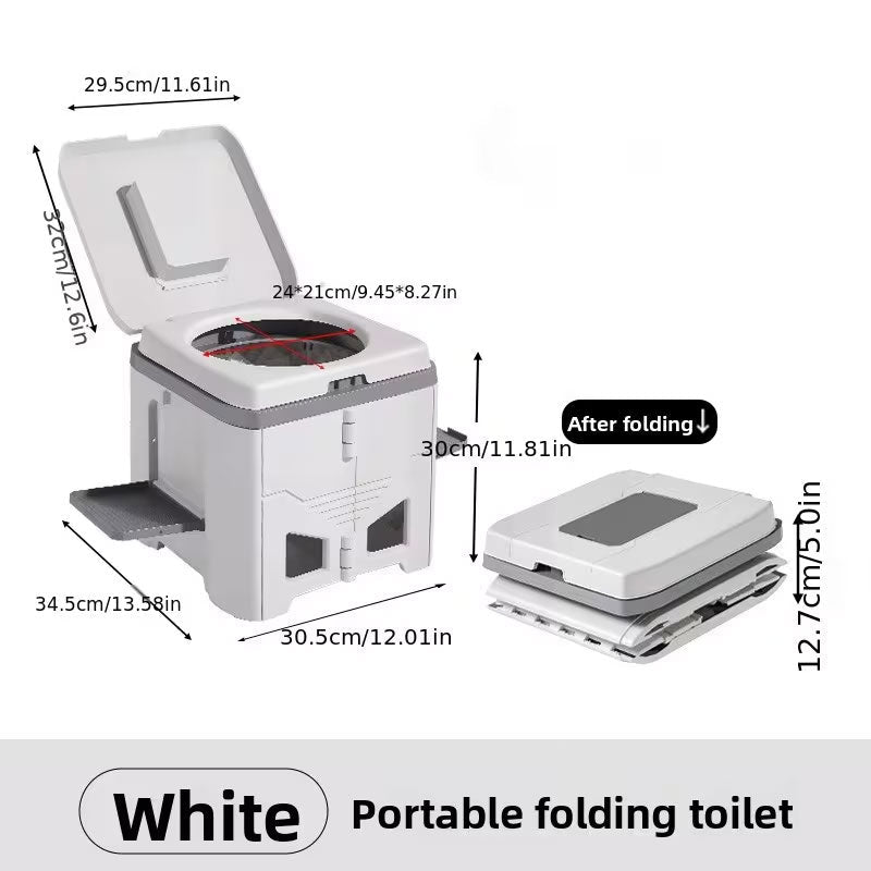 Foldable Portable Toilet for Car & Camping - Emergency Outdoor Stool with Odor - Proof Design, Adult Travel Toilet - DXGEARS