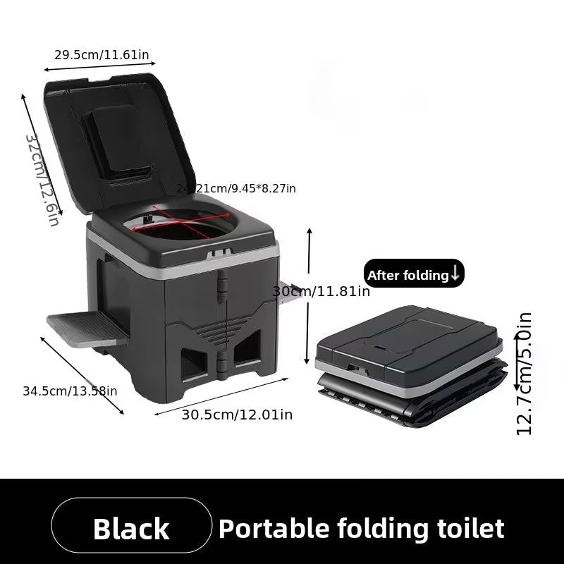 Foldable Portable Toilet for Car & Camping - Emergency Outdoor Stool with Odor - Proof Design, Adult Travel Toilet - DXGEARS