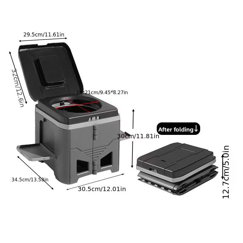 Foldable Portable Toilet for Car & Camping - Emergency Outdoor Stool with Odor - Proof Design, Adult Travel Toilet - DXGEARS