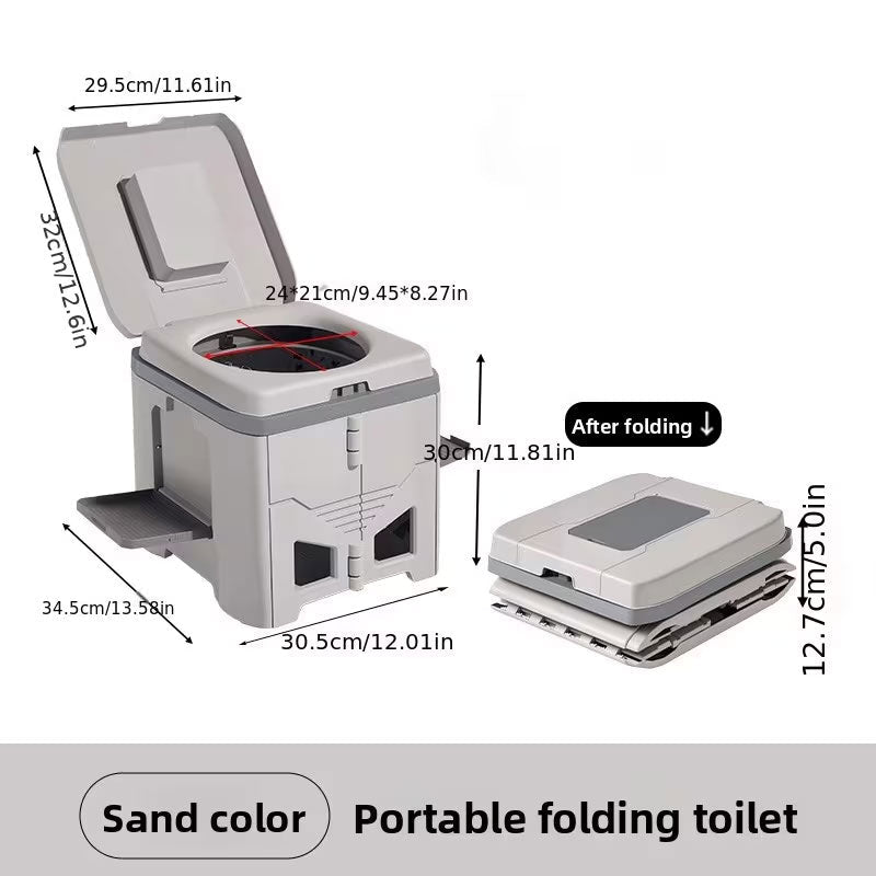 Foldable Portable Toilet for Car & Camping - Emergency Outdoor Stool with Odor - Proof Design, Adult Travel Toilet - DXGEARS