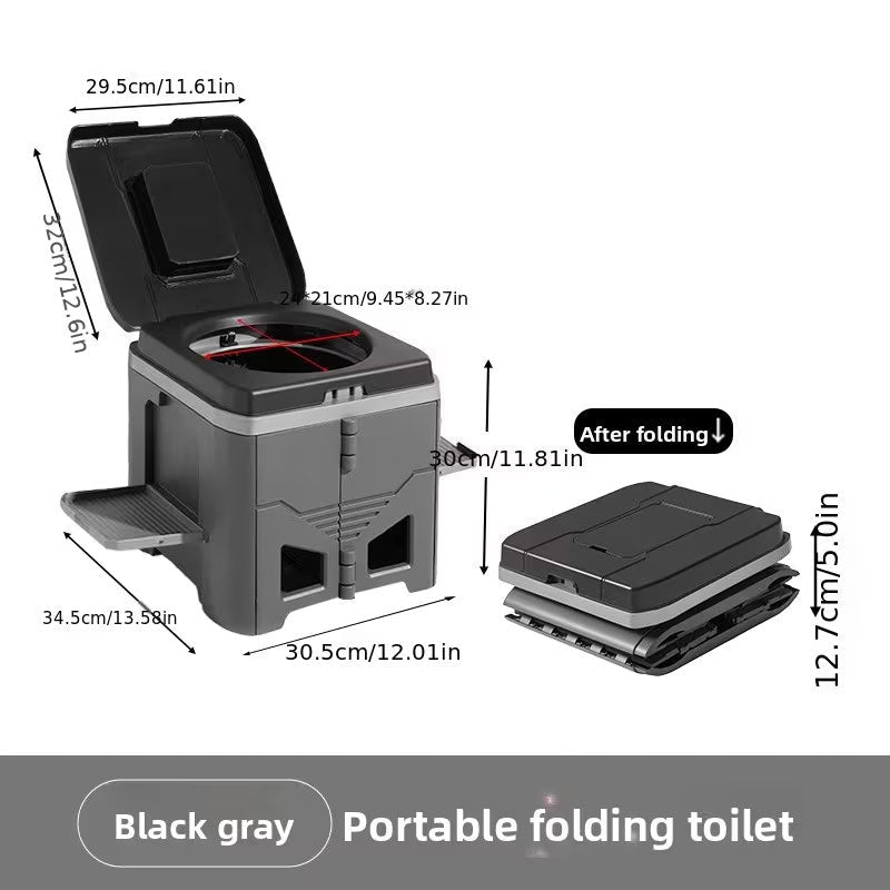 Foldable Portable Toilet for Car & Camping - Emergency Outdoor Stool with Odor - Proof Design, Adult Travel Toilet - DXGEARS
