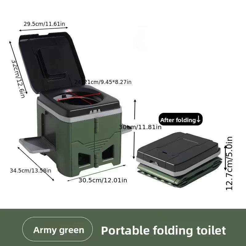 Foldable Portable Toilet for Car & Camping - Emergency Outdoor Stool with Odor - Proof Design, Adult Travel Toilet - DXGEARS