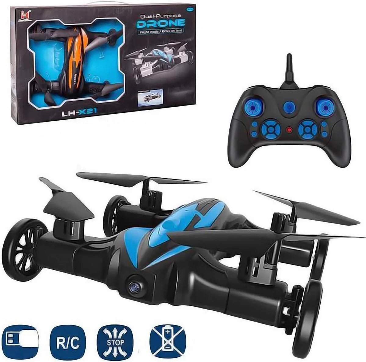 LH - X21 2 - in - 1 Fly & Drive Stunt Drone with Camera - DXGEARS