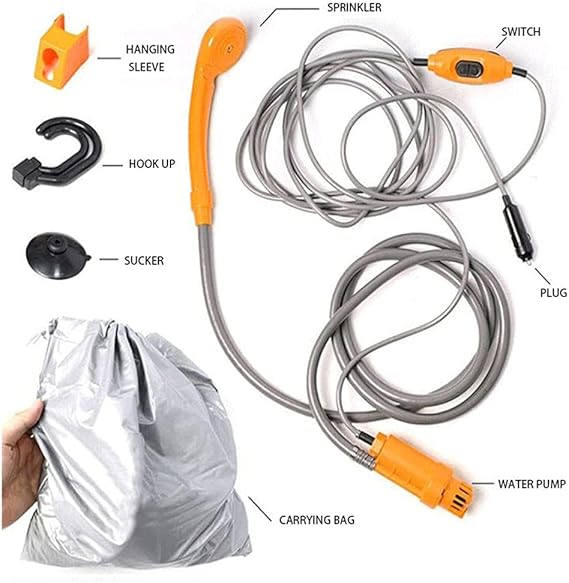 Portable Outdoor Camping Shower Kit with Built - In Pump - DXGEARS